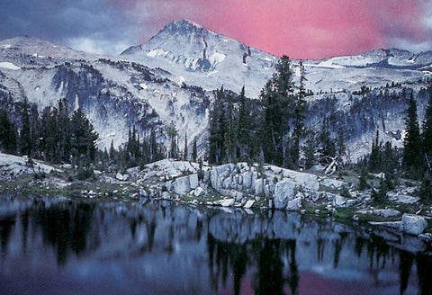 Mountain Reflection Black Ornate Wood Framed Art Print with Double Matting by Unknown