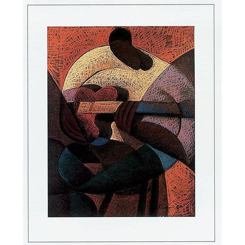 Guitar Strummin Black Modern Wood Framed Art Print with Double Matting by Unknown