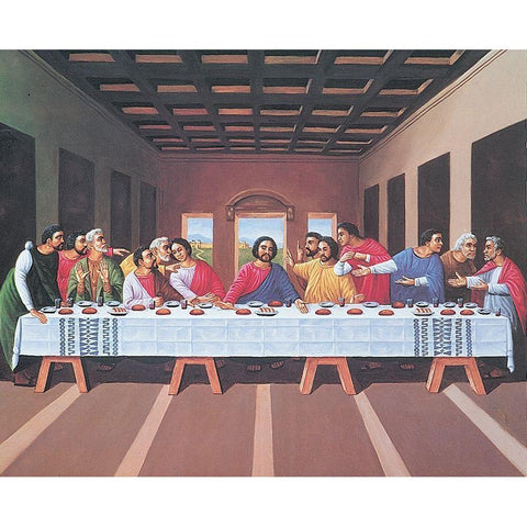 Last Supper White Modern Wood Framed Art Print by Unknown