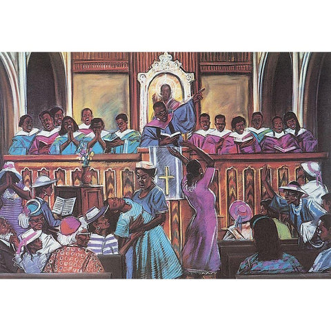 Gospel Choir Gold Ornate Wood Framed Art Print with Double Matting by Unknown