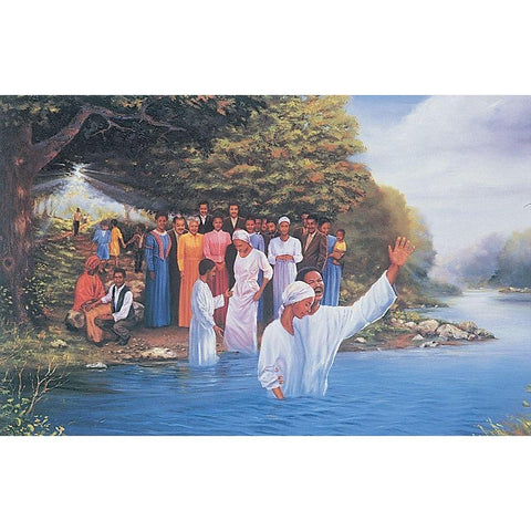 River Baptism White Modern Wood Framed Art Print by Unknown