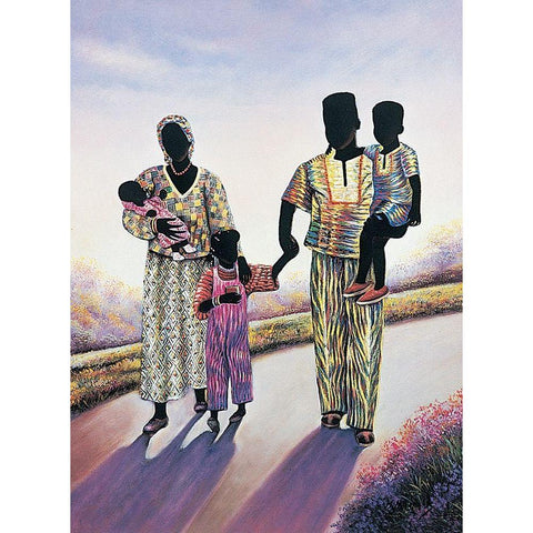 Taking a Walk Black Modern Wood Framed Art Print with Double Matting by Unknown