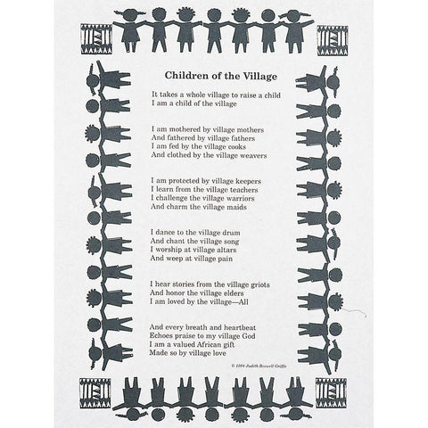 Takes a Village Black Modern Wood Framed Art Print with Double Matting by Unknown