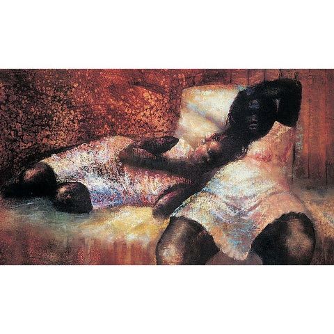 On the Couch Black Modern Wood Framed Art Print with Double Matting by Unknown