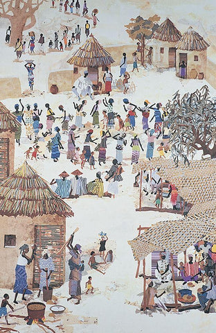 The Village White Modern Wood Framed Art Print with Double Matting by Unknown