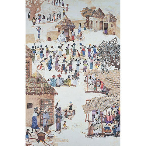 The Village White Modern Wood Framed Art Print by Unknown