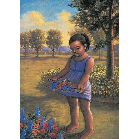 Skirt of Flowers Black Modern Wood Framed Art Print with Double Matting by Unknown