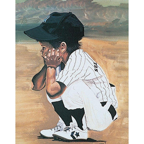 Baseball Patience Black Modern Wood Framed Art Print with Double Matting by Unknown