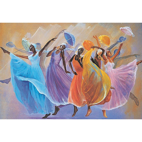 Dance Troupe Black Modern Wood Framed Art Print with Double Matting by Unknown