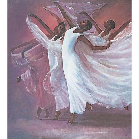 Dance Ensemble White Modern Wood Framed Art Print by Unknown