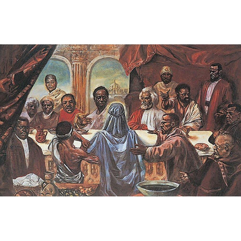 Last Supper Black Modern Wood Framed Art Print with Double Matting by Unknown