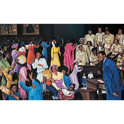 Sunday Service Gold Ornate Wood Framed Art Print with Double Matting by Unknown