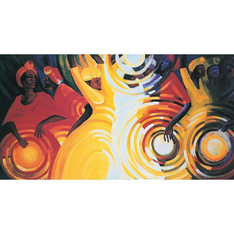 atomic Jazz Gold Ornate Wood Framed Art Print with Double Matting by Unknown