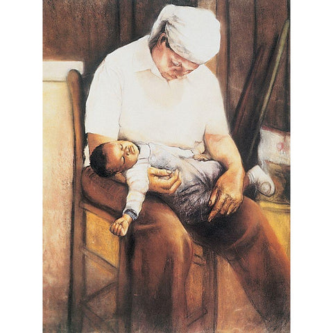 Sleep Time Gold Ornate Wood Framed Art Print with Double Matting by Unknown