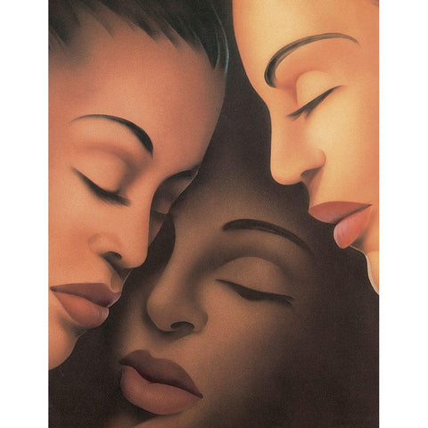 Three Women White Modern Wood Framed Art Print by Unknown