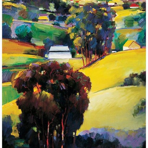 Valley Black Modern Wood Framed Art Print with Double Matting by Unknown