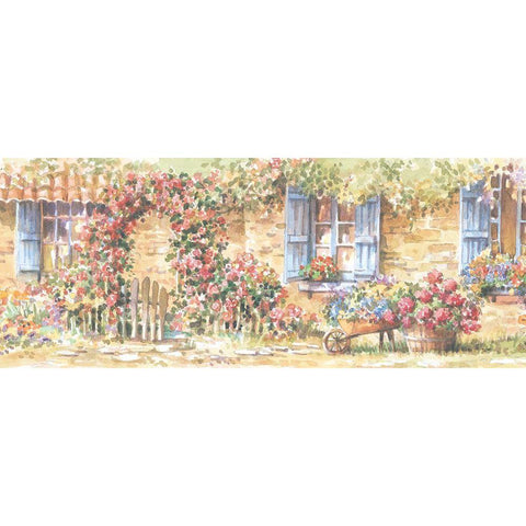 Cottage Flowers Panel I Gold Ornate Wood Framed Art Print with Double Matting by Unknown