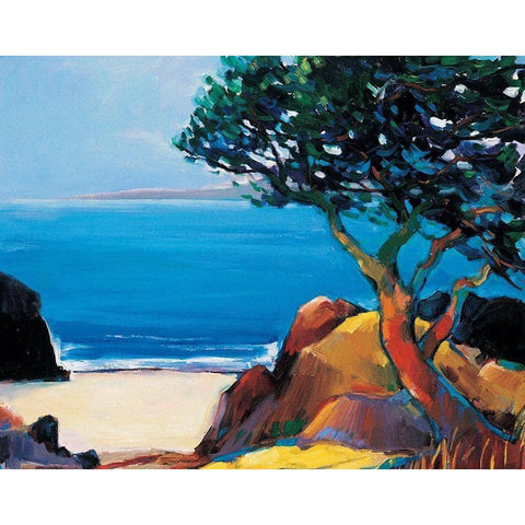 Tree by the Sea Black Modern Wood Framed Art Print by Unknown