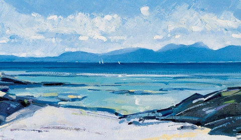 Seashore White Modern Wood Framed Art Print with Double Matting by Unknown