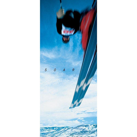 Soar - Skier Black Modern Wood Framed Art Print with Double Matting by Frontline