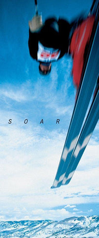 Soar - Skier White Modern Wood Framed Art Print with Double Matting by Frontline