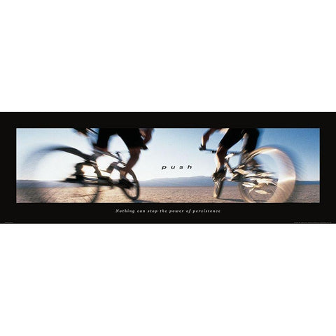 Push - Bicycle Black Modern Wood Framed Art Print with Double Matting by Frontline