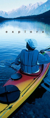 Kayak - Explore Black Ornate Wood Framed Art Print with Double Matting by Unknown