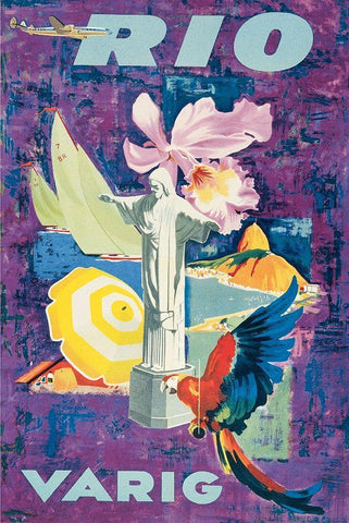 Rio Travel White Modern Wood Framed Art Print with Double Matting by Unknown