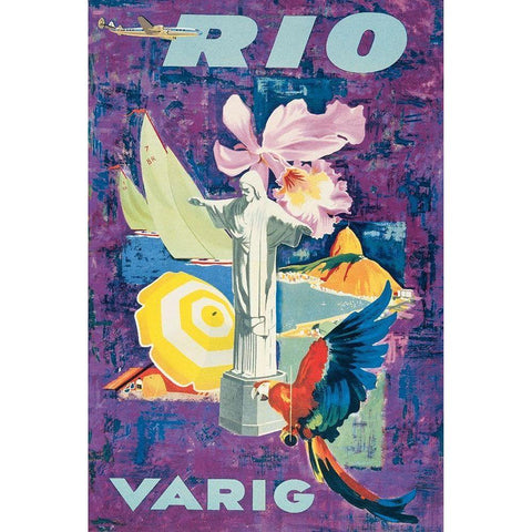 Rio Travel Black Modern Wood Framed Art Print with Double Matting by Unknown
