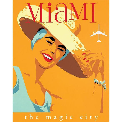 Miami Magic City Gold Ornate Wood Framed Art Print with Double Matting by Unknown