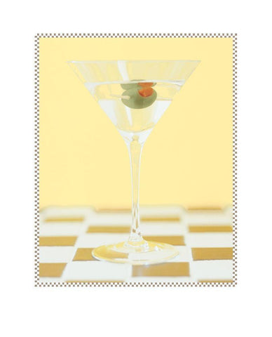 Martini with Olive Yellow White Modern Wood Framed Art Print with Double Matting by Frontline