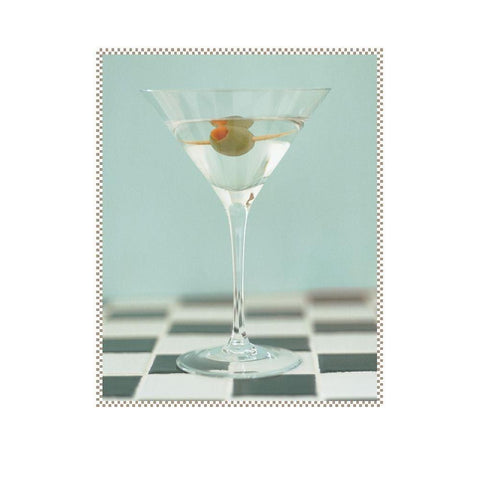 Martini with nOlive Green Black Modern Wood Framed Art Print with Double Matting by Frontline