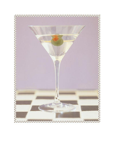 Martini with Olive Pink Black Ornate Wood Framed Art Print with Double Matting by Frontline