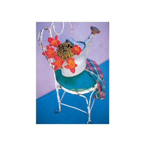 Chair and Flowers Black Modern Wood Framed Art Print with Double Matting by Frontline