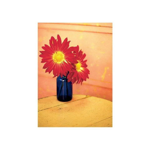 Blue Jar with Flowers Gold Ornate Wood Framed Art Print with Double Matting by Frontline