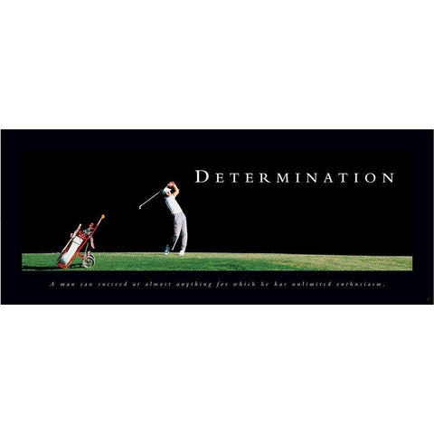 Determination - Golfer Black Modern Wood Framed Art Print with Double Matting by Frontline