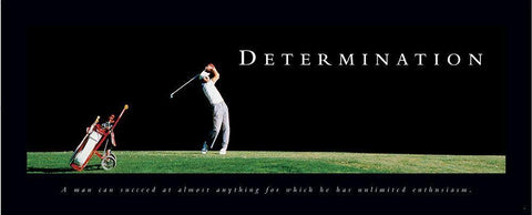 Determination - Golfer Black Ornate Wood Framed Art Print with Double Matting by Frontline