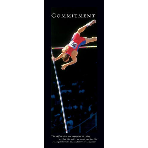 Commitment - Pole Vaulter Gold Ornate Wood Framed Art Print with Double Matting by Frontline