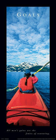 Goals - Kayaker White Modern Wood Framed Art Print with Double Matting by Frontline