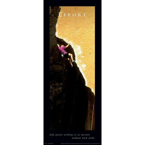Effort Rock Climber Gold Ornate Wood Framed Art Print with Double Matting by Unknown