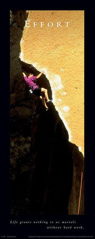 Effort Rock Climber Black Ornate Wood Framed Art Print with Double Matting by Unknown