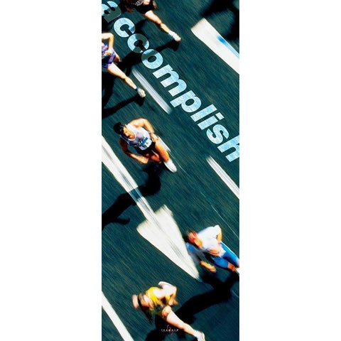 Accomplish Runners Black Modern Wood Framed Art Print with Double Matting by Unknown