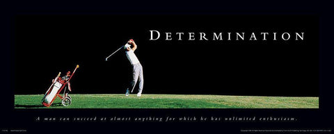 Determination Golf Black Ornate Wood Framed Art Print with Double Matting by Unknown