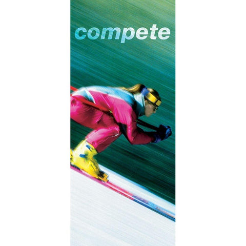 Compete Downhill Skier Black Modern Wood Framed Art Print with Double Matting by Unknown