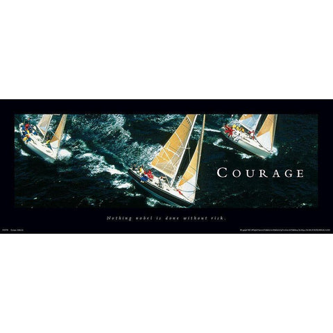 Courage Sailboats White Modern Wood Framed Art Print by Unknown