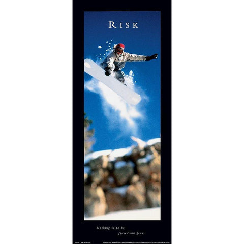 Risk - Snowboarder Black Modern Wood Framed Art Print with Double Matting by Frontline