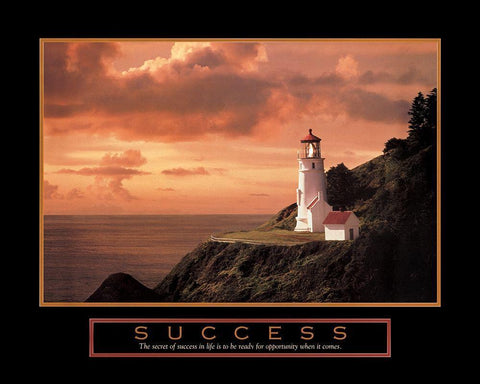 Success Lighthouse White Modern Wood Framed Art Print with Double Matting by Unknown