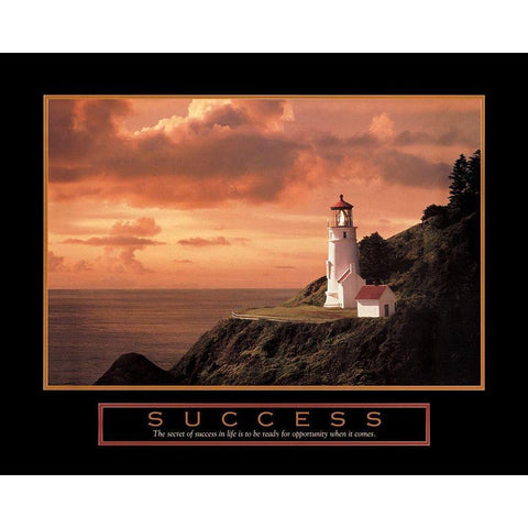 Success Lighthouse Black Modern Wood Framed Art Print by Unknown