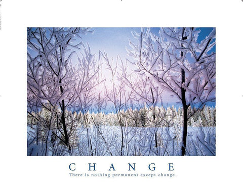 Change - Snowy Trees Black Ornate Wood Framed Art Print with Double Matting by Frontline