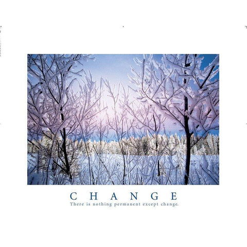 Change - Snowy Trees White Modern Wood Framed Art Print by Frontline